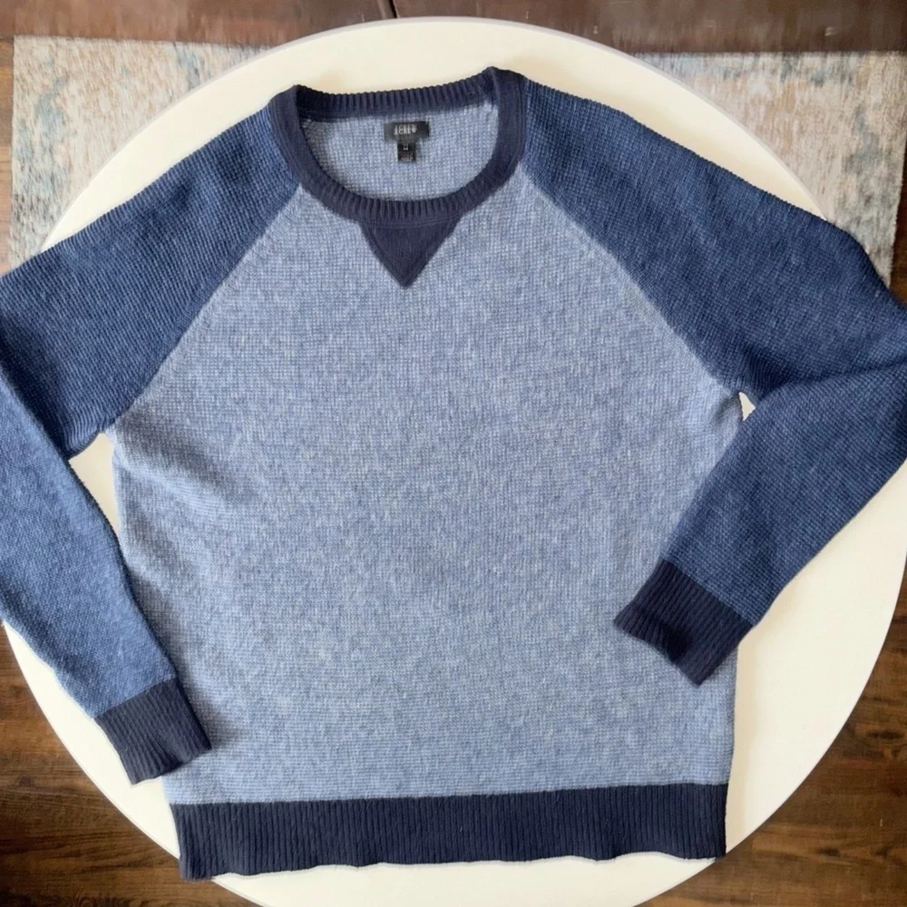 J. Crew Men’s Lambs Wool Crewneck Sweater Size Medium Blue